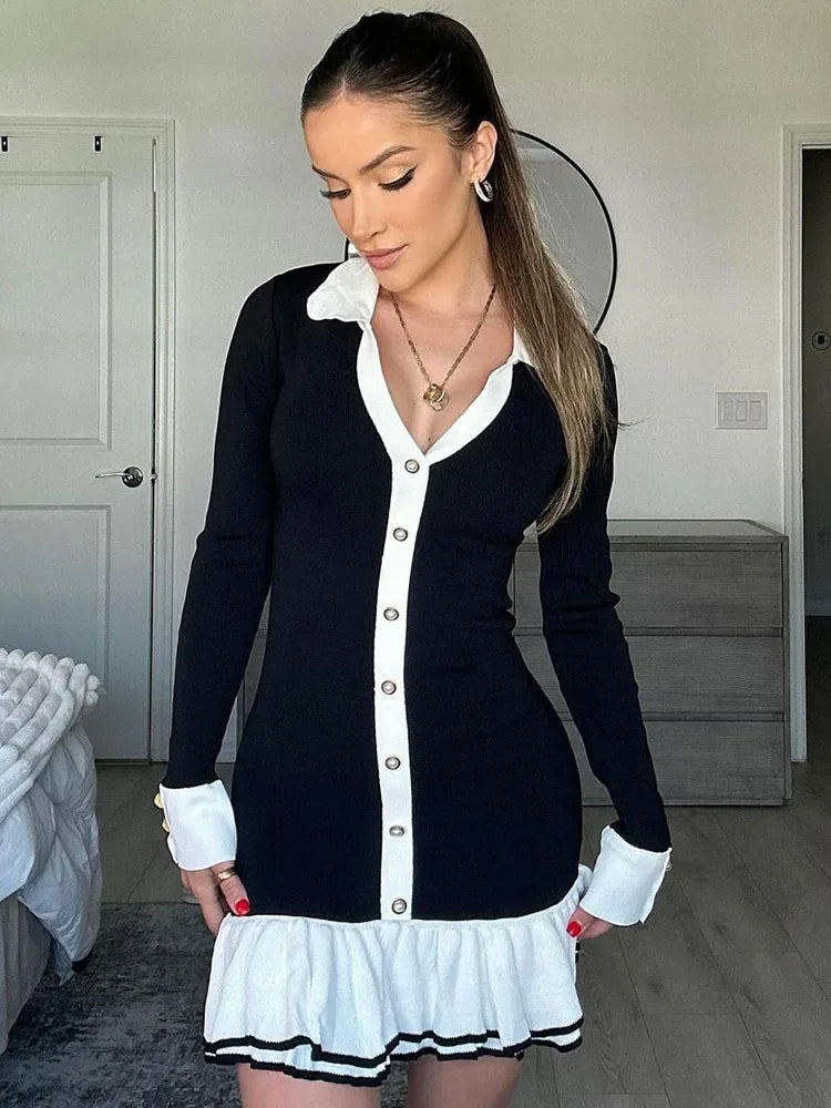 Aimee Ruffled Knit Mini Dress