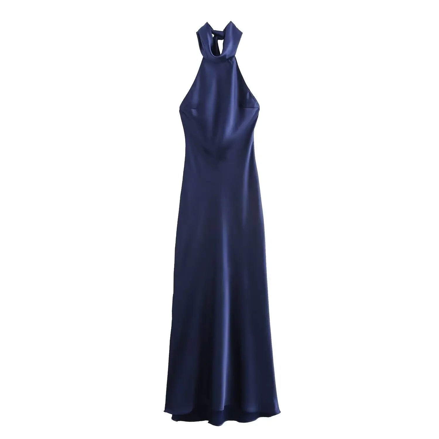 Basilia Satin Halter Homecoming Maxi Dress