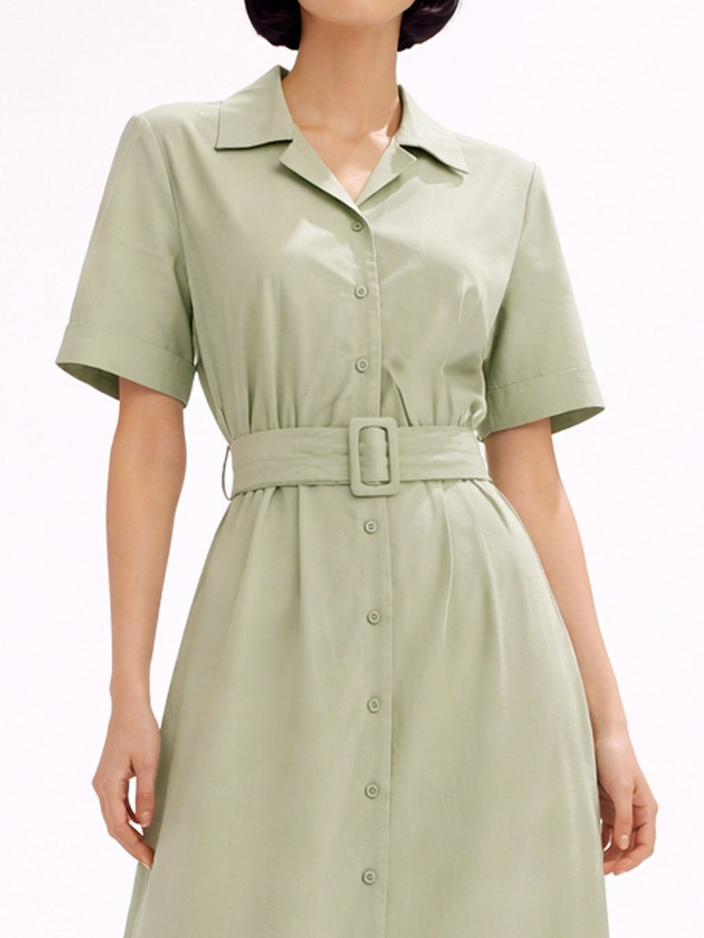 Mint Green Collared Flare Dress