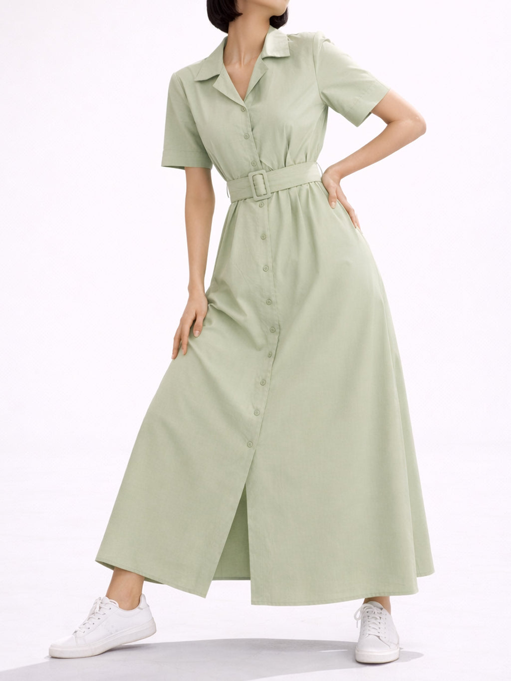 Mint Green Collared Flare Dress