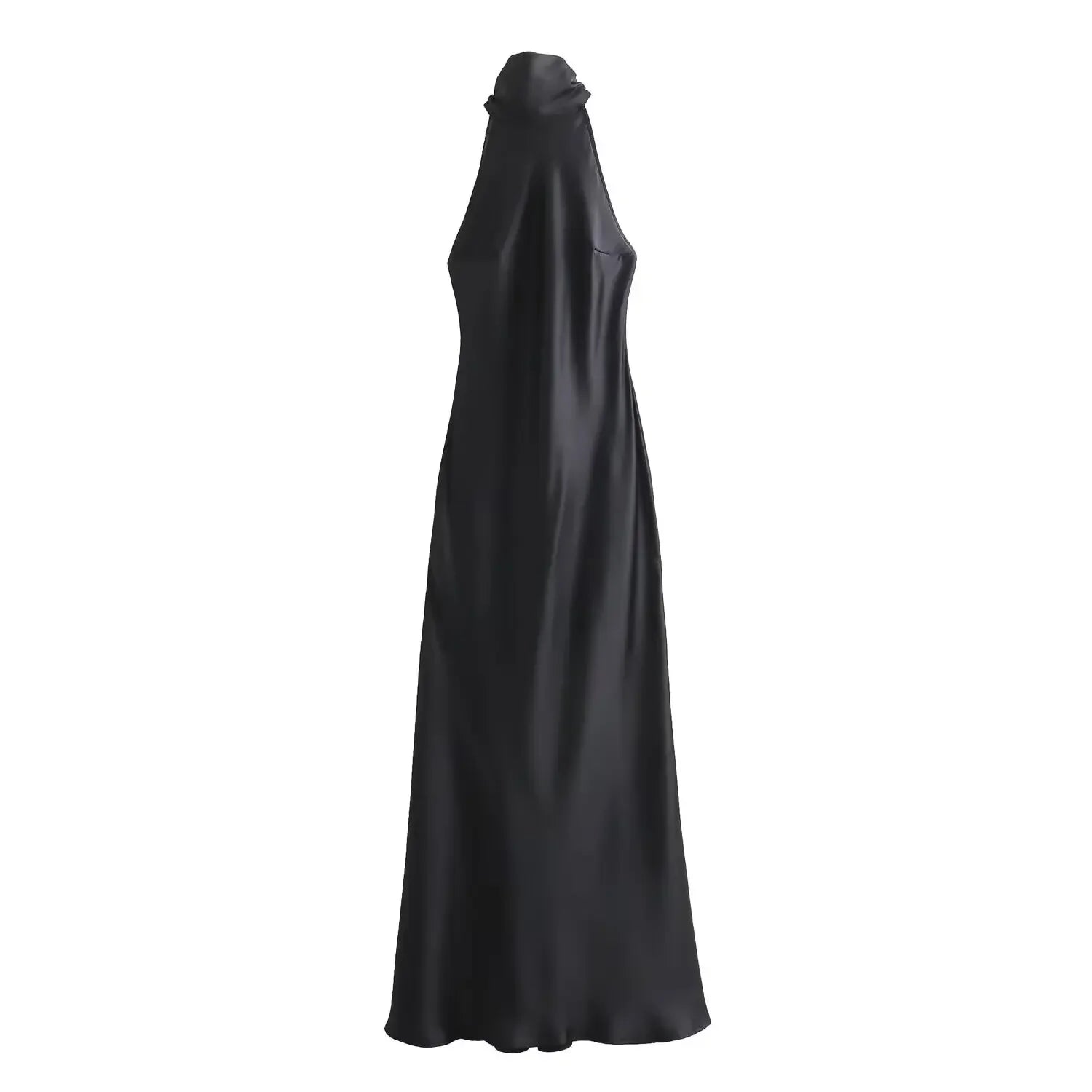 Basilia Satin Halter Homecoming Maxi Dress