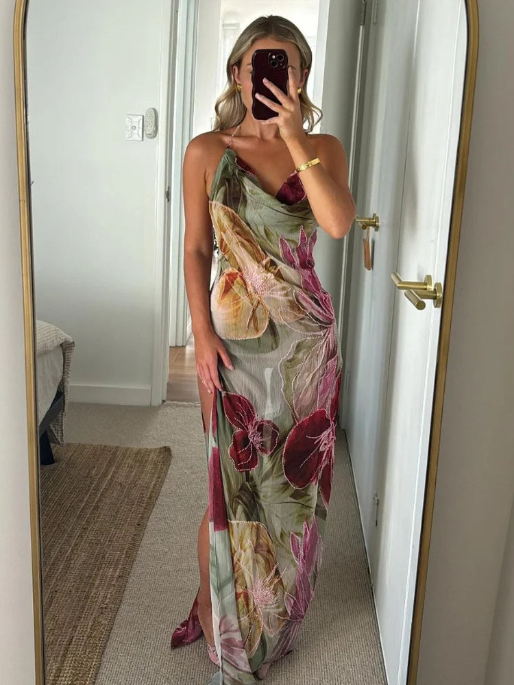 Marzia Floral Halter Maxi Dress