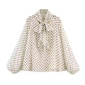 Faelina Polka Dot High Neck Blouse