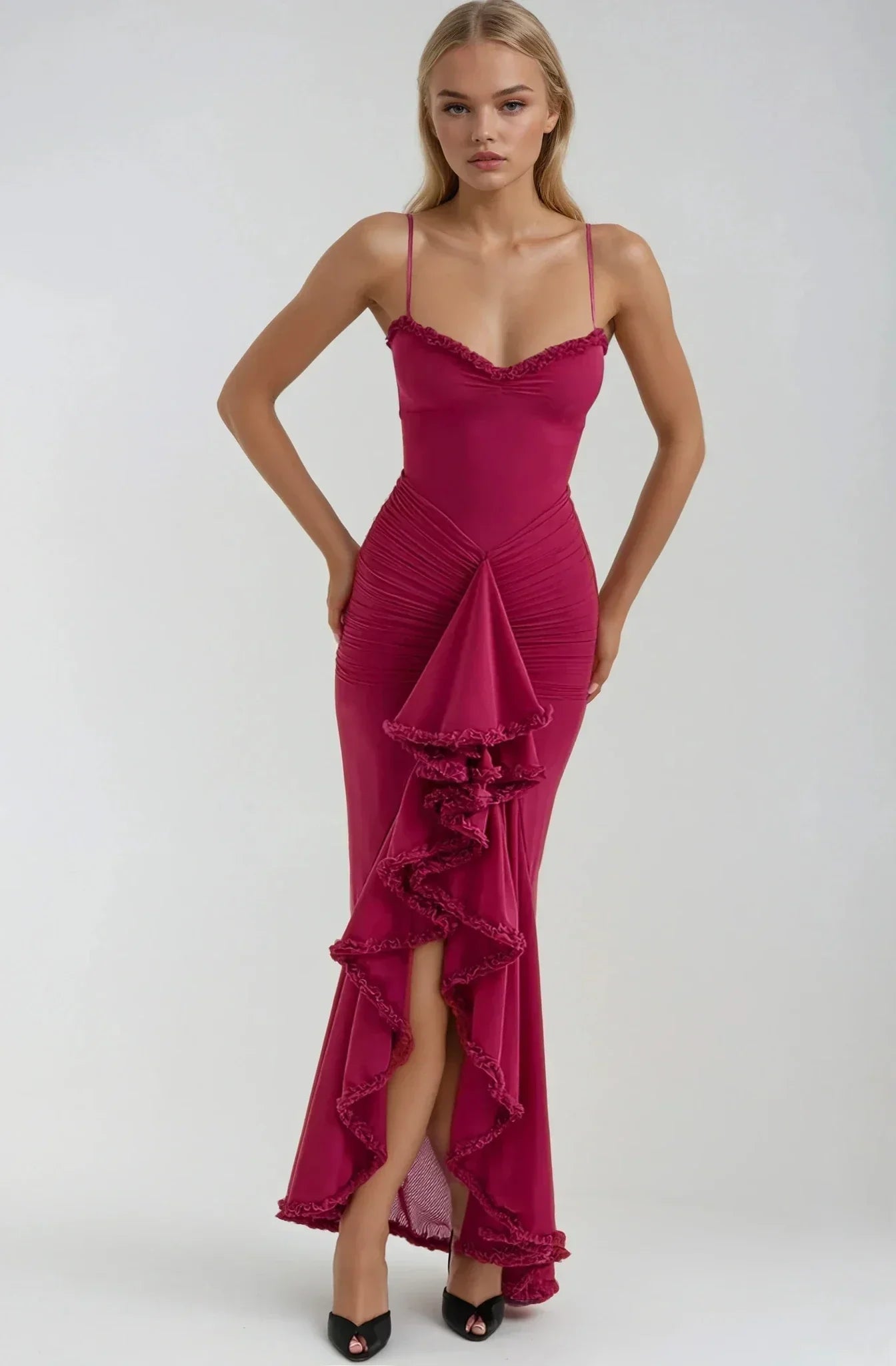 Dianella Ruffle Mesh Maxi Dress