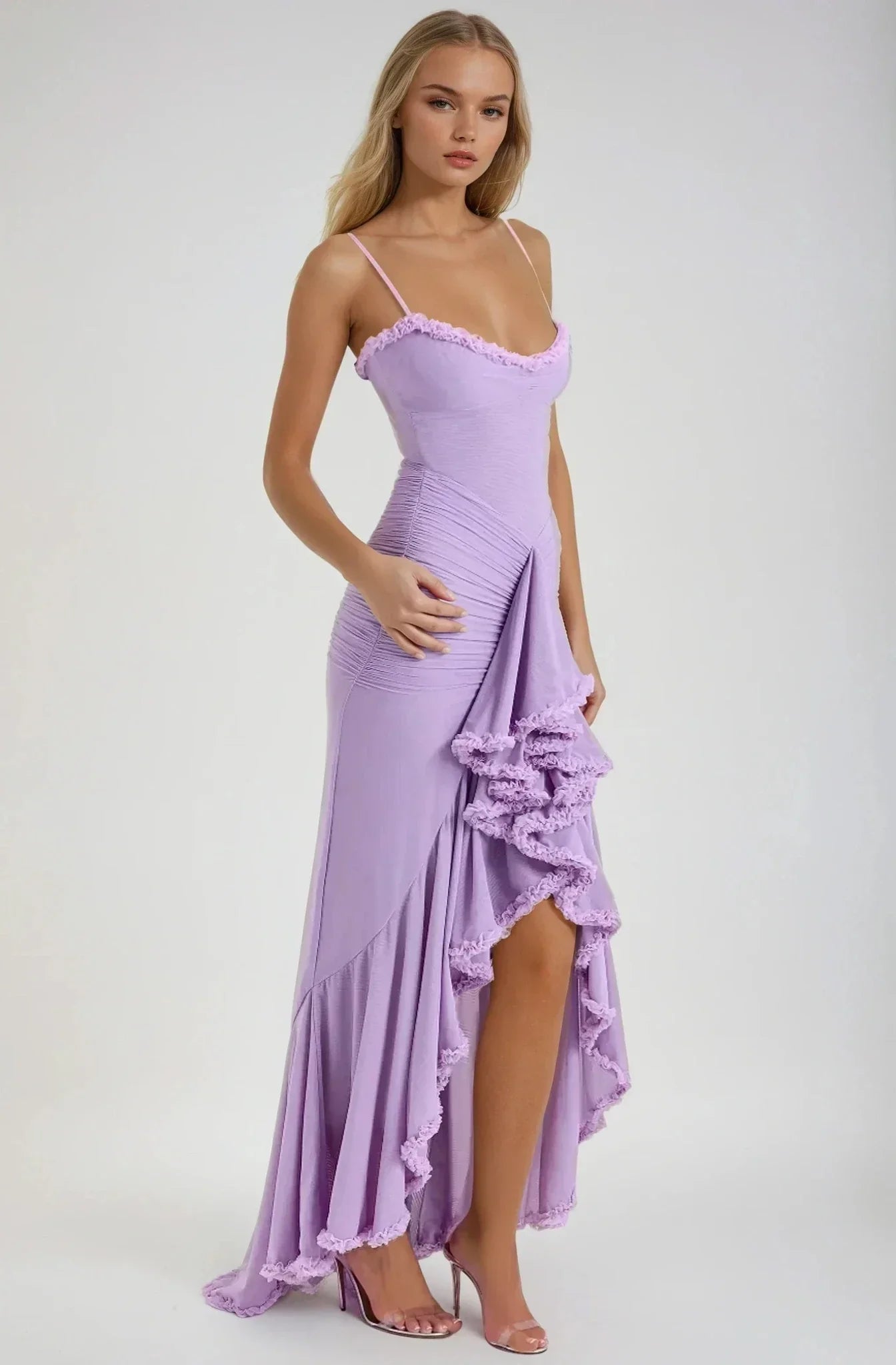 Dianella Ruffle Mesh Maxi Dress