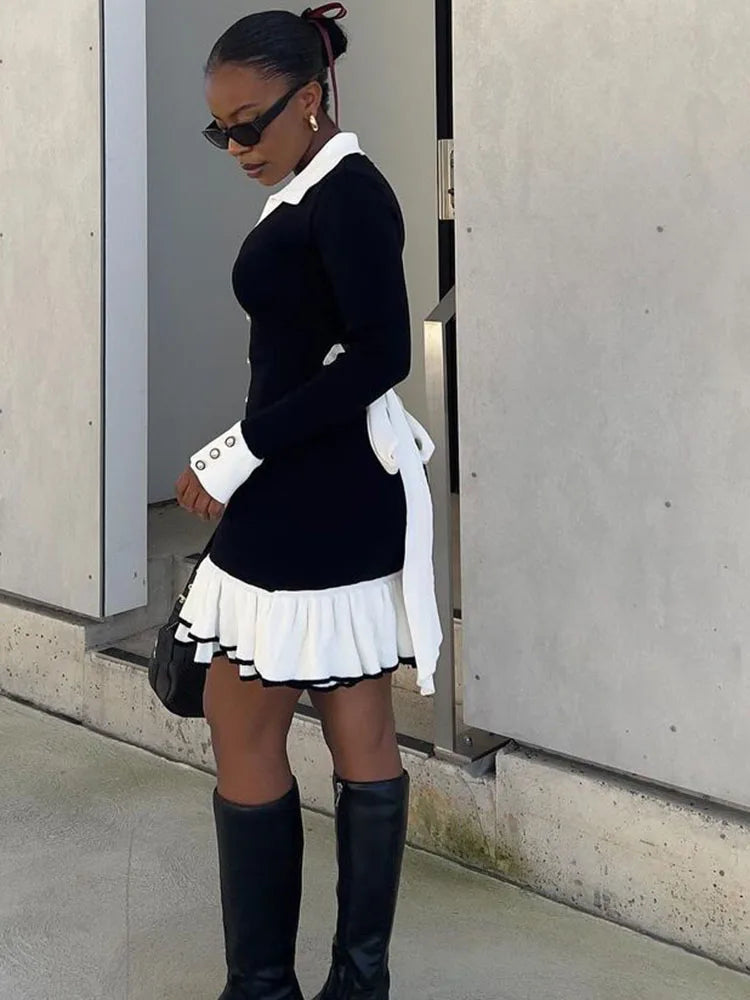Aimee Ruffled Knit Mini Dress