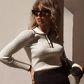 Santina Ribbed Zip Sweater