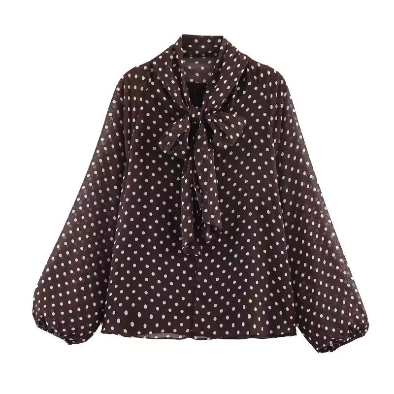 Faelina Polka Dot High Neck Blouse