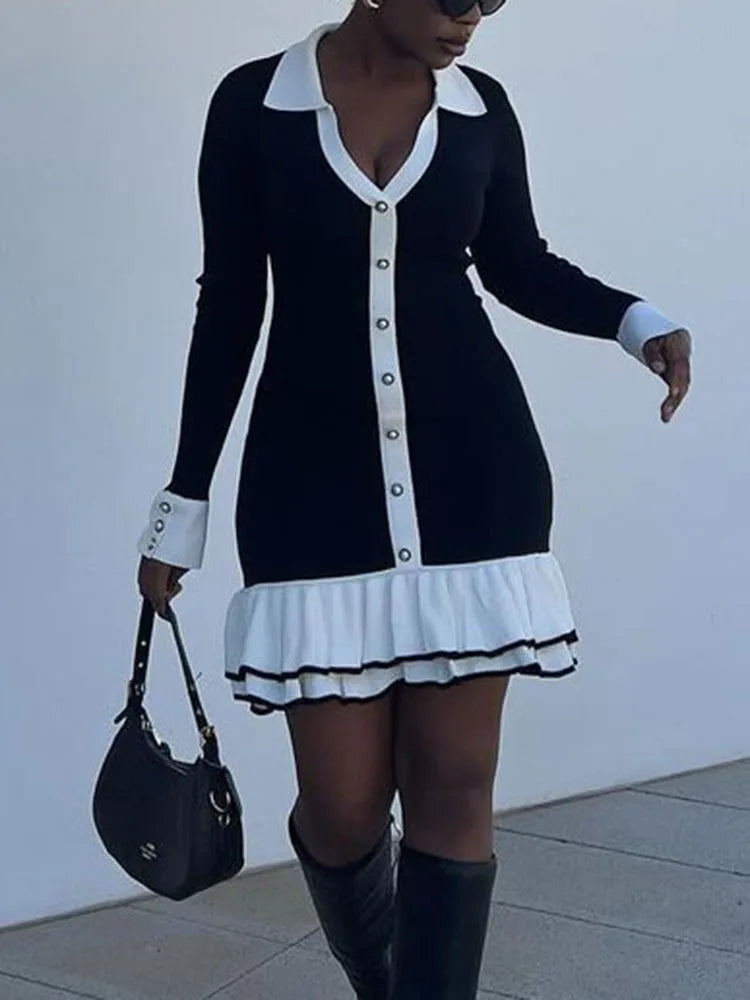 Aimee Ruffled Knit Mini Dress