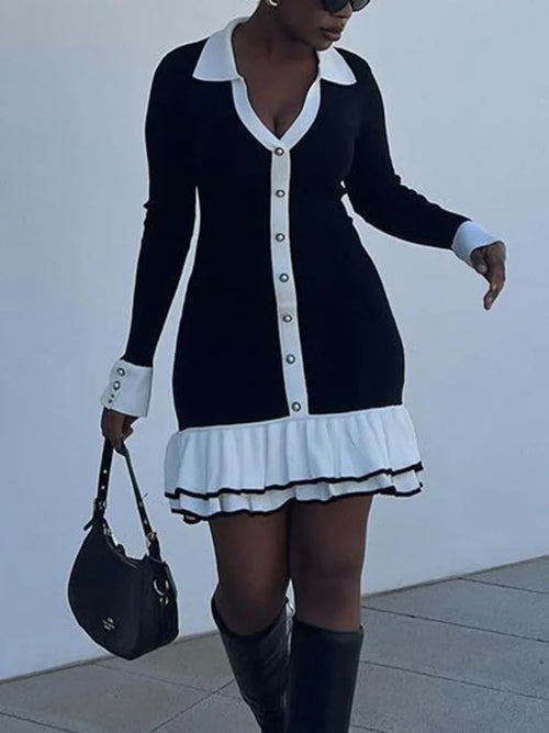Aimee Ruffled Knit Mini Dress