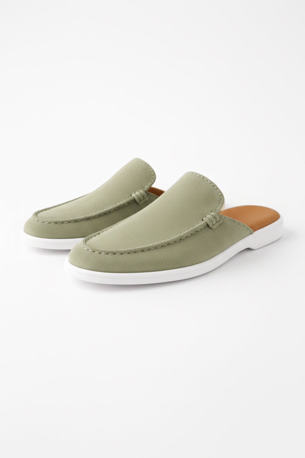 Olive Grey Slide Loafers