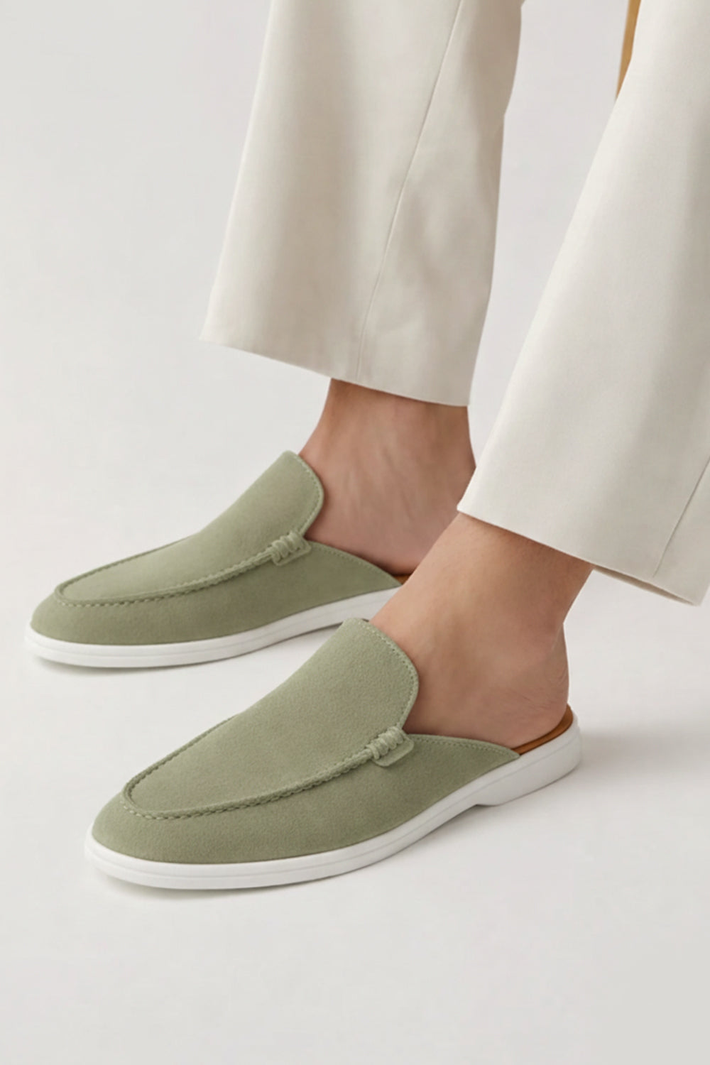 Olive Grey Slide Loafers