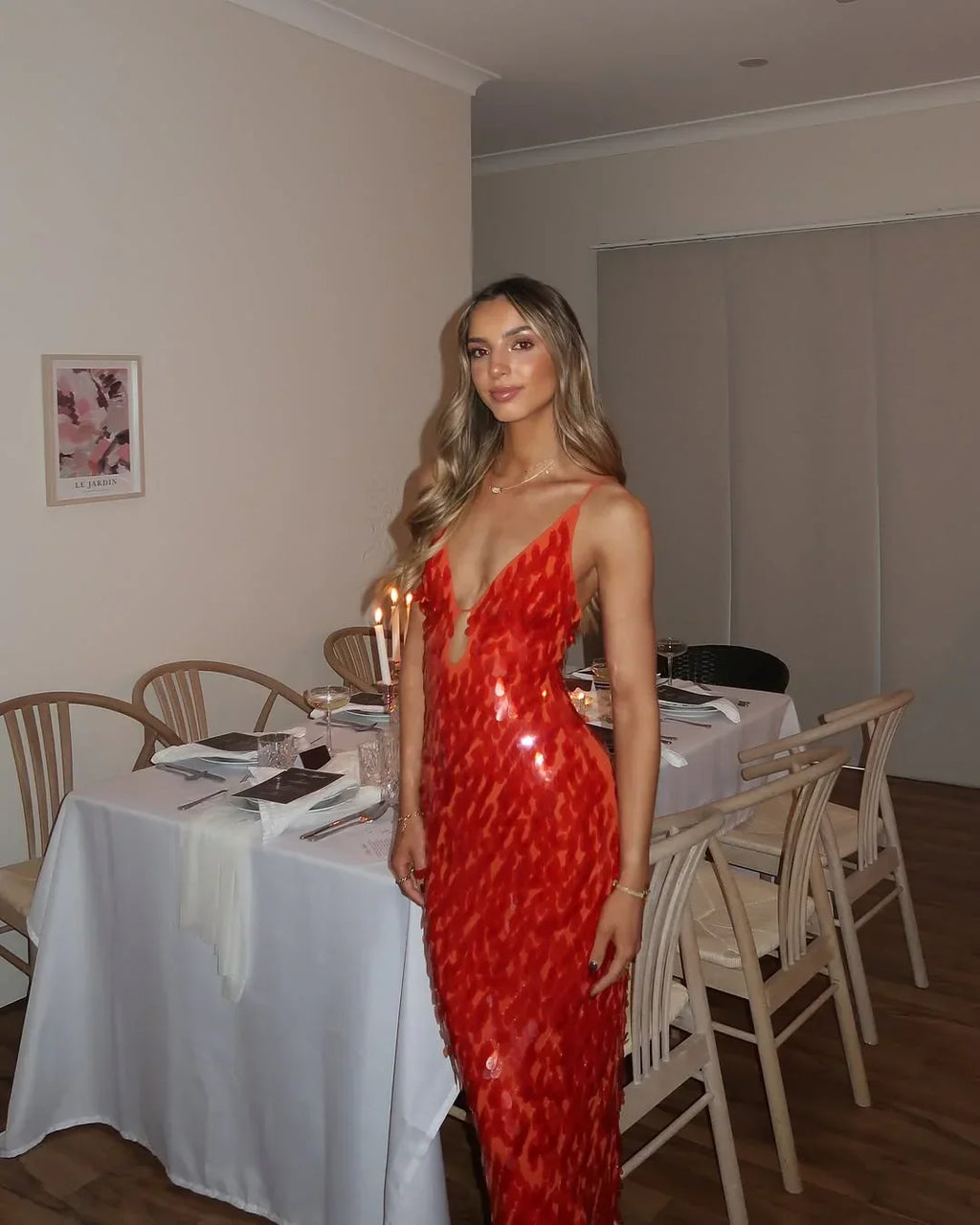 Terenzia Sequin Evening Party Maxi Dress