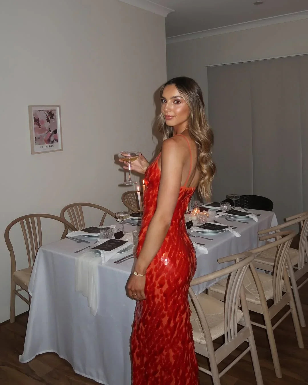 Terenzia Sequin Evening Party Maxi Dress