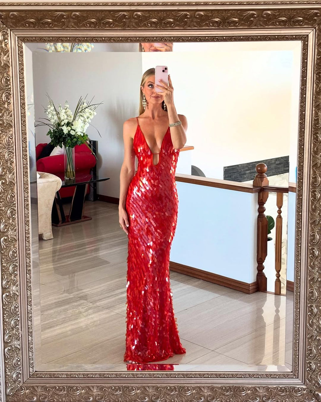 Terenzia Sequin Evening Party Maxi Dress