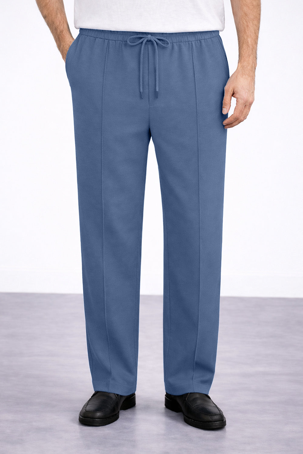 Denim Blue Stapered Knitted Pants