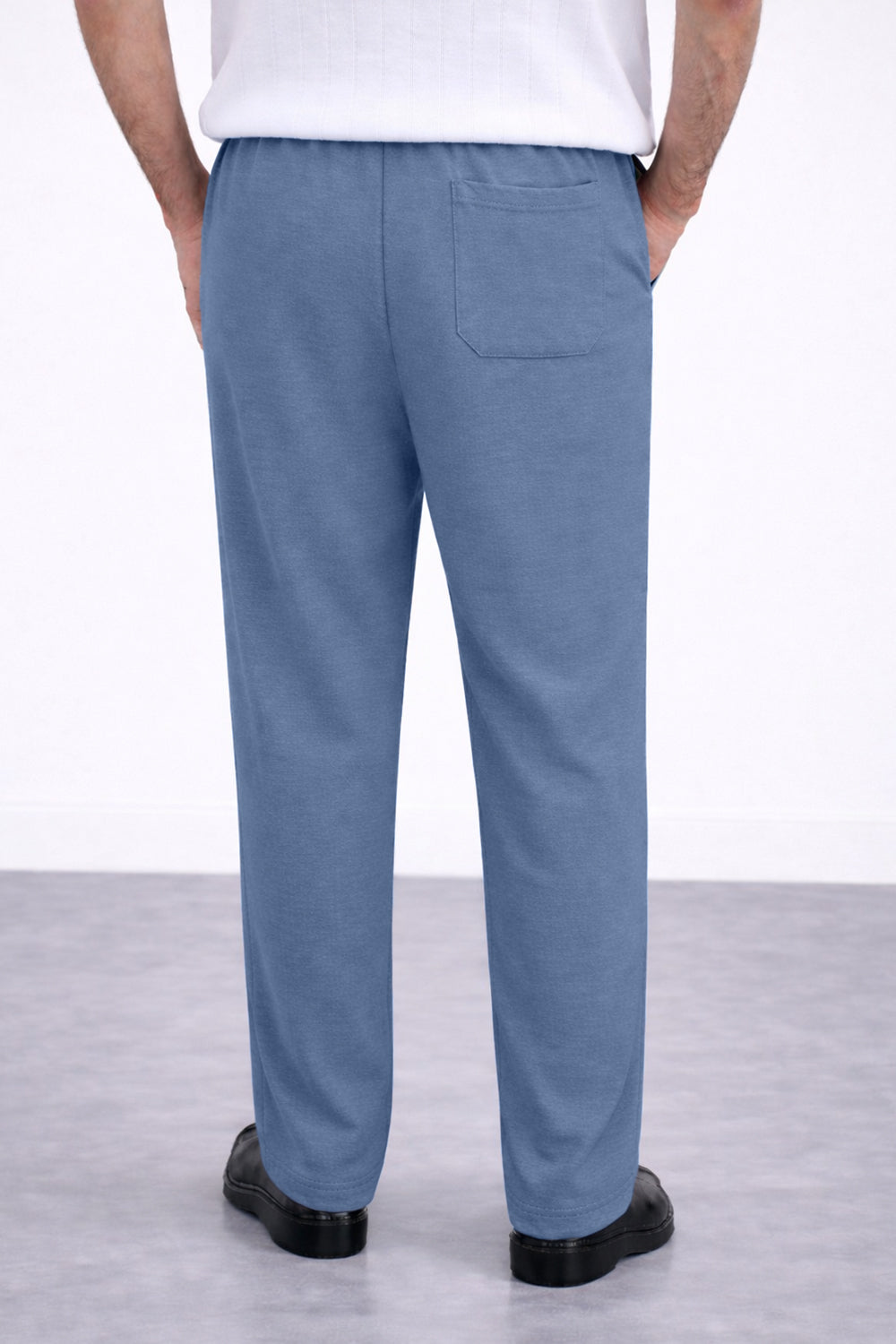 Denim Blue Stapered Knitted Pants