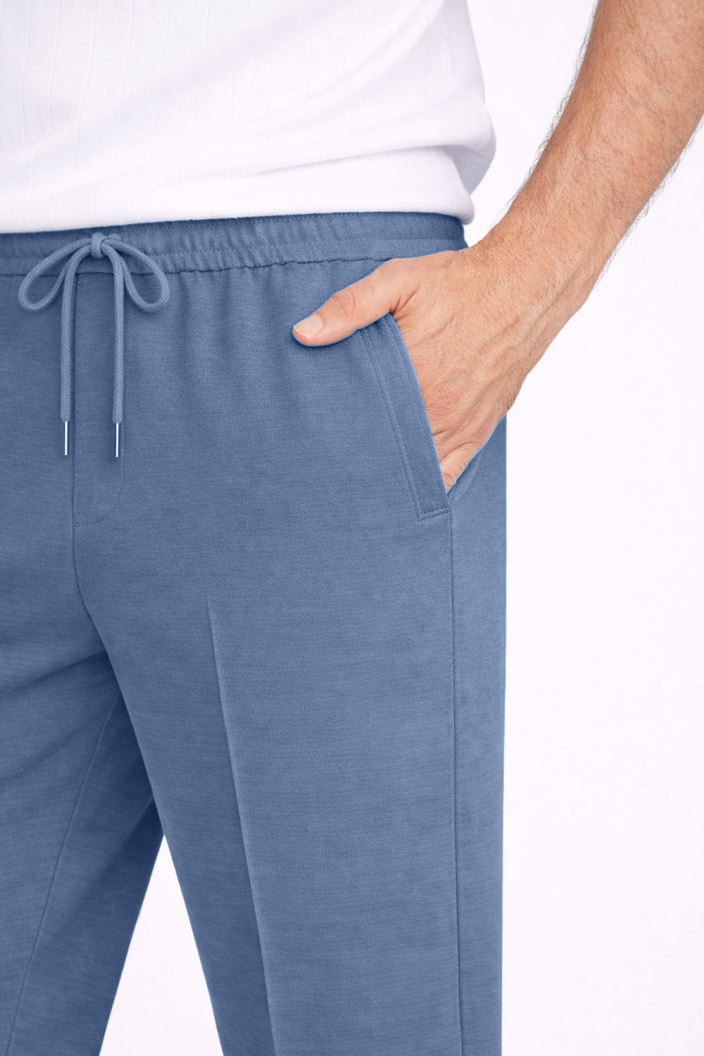 Denim Blue Stapered Knitted Pants