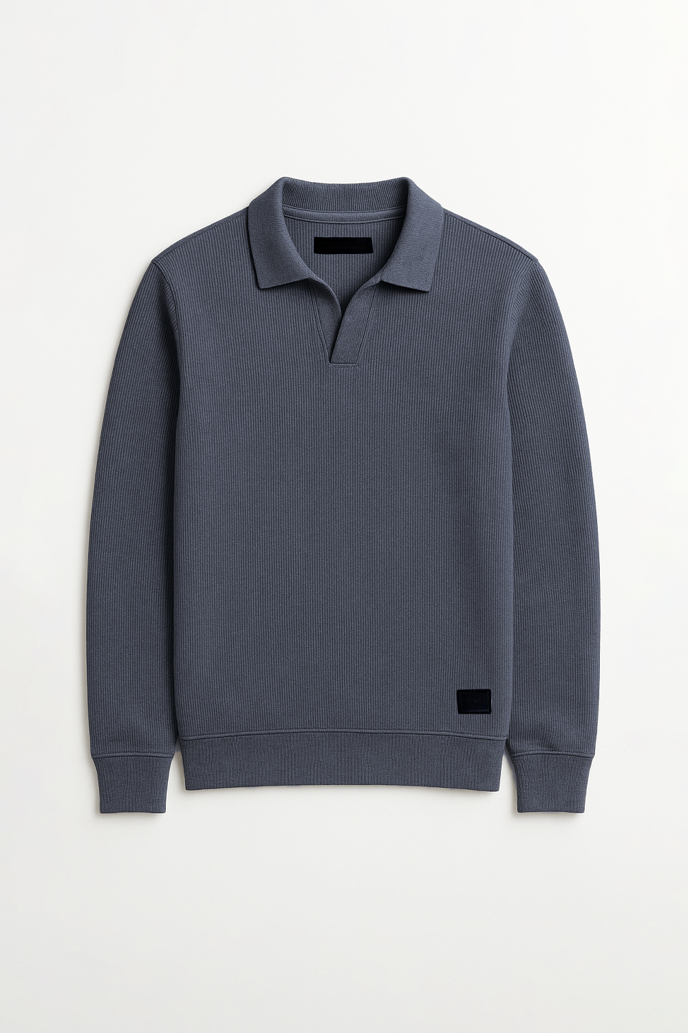 Steel Blue Johnny Collar Ribline Polo