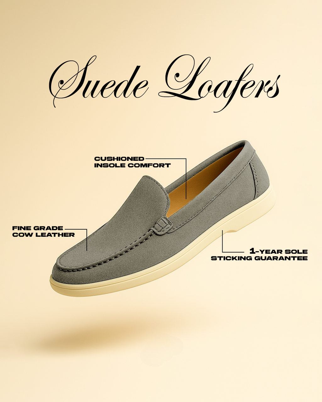 Grey Suede Loafers