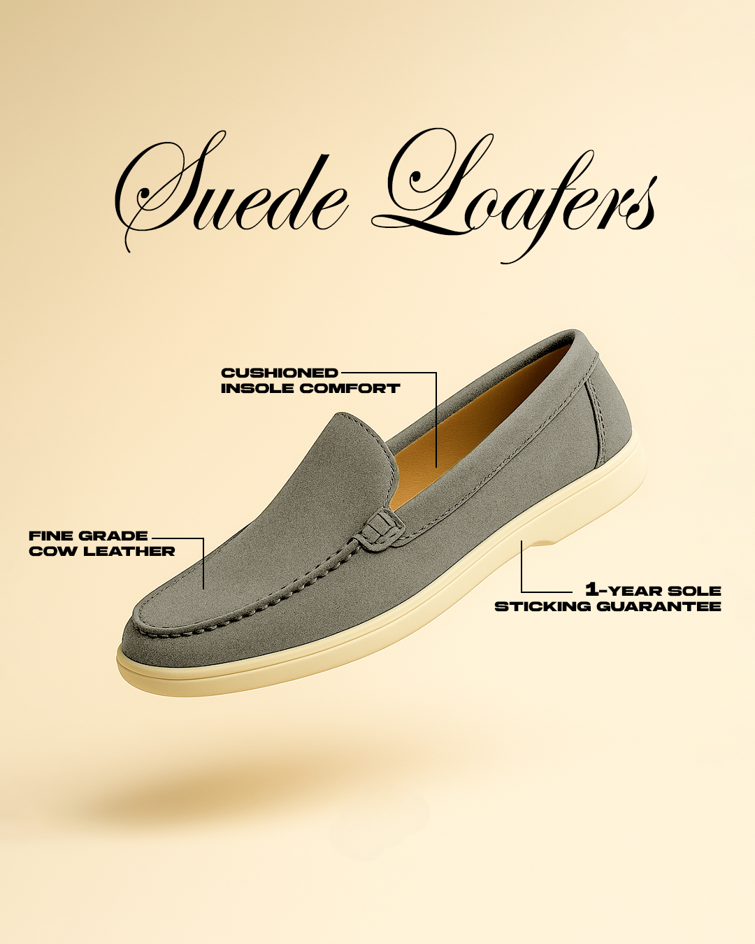 Grey Suede Loafers