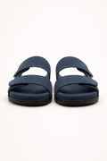 Teal Blue Suede Slides