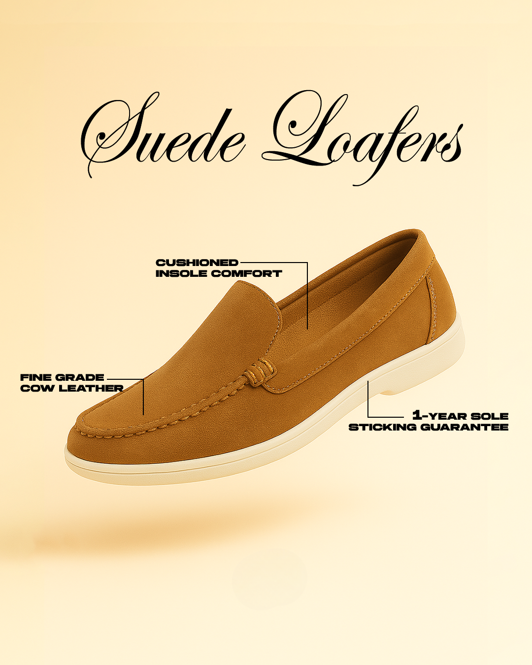 Tan Brown Suede Loafers