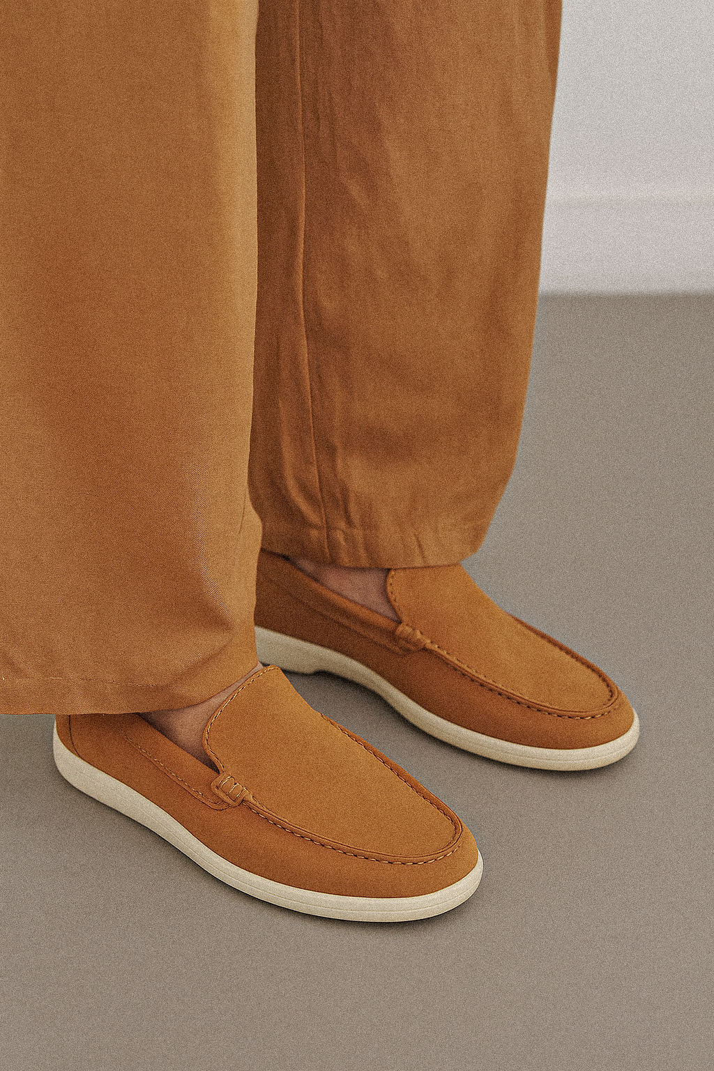 Tan Brown Suede Loafers