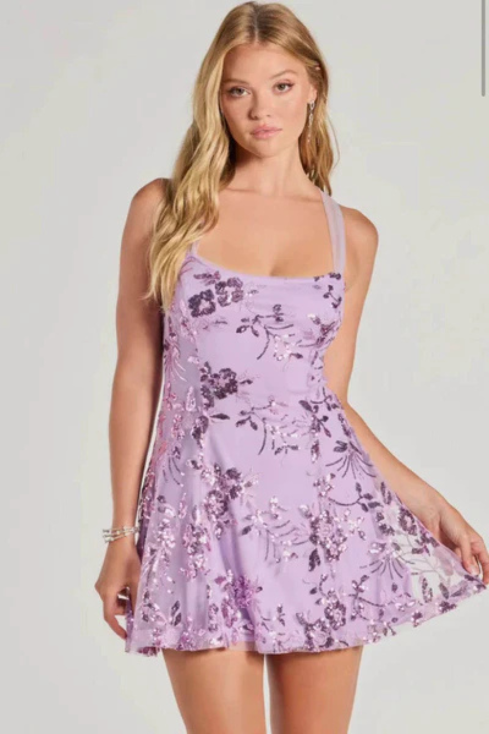 Elaria Sequin Floral Cocktail Mini Dress