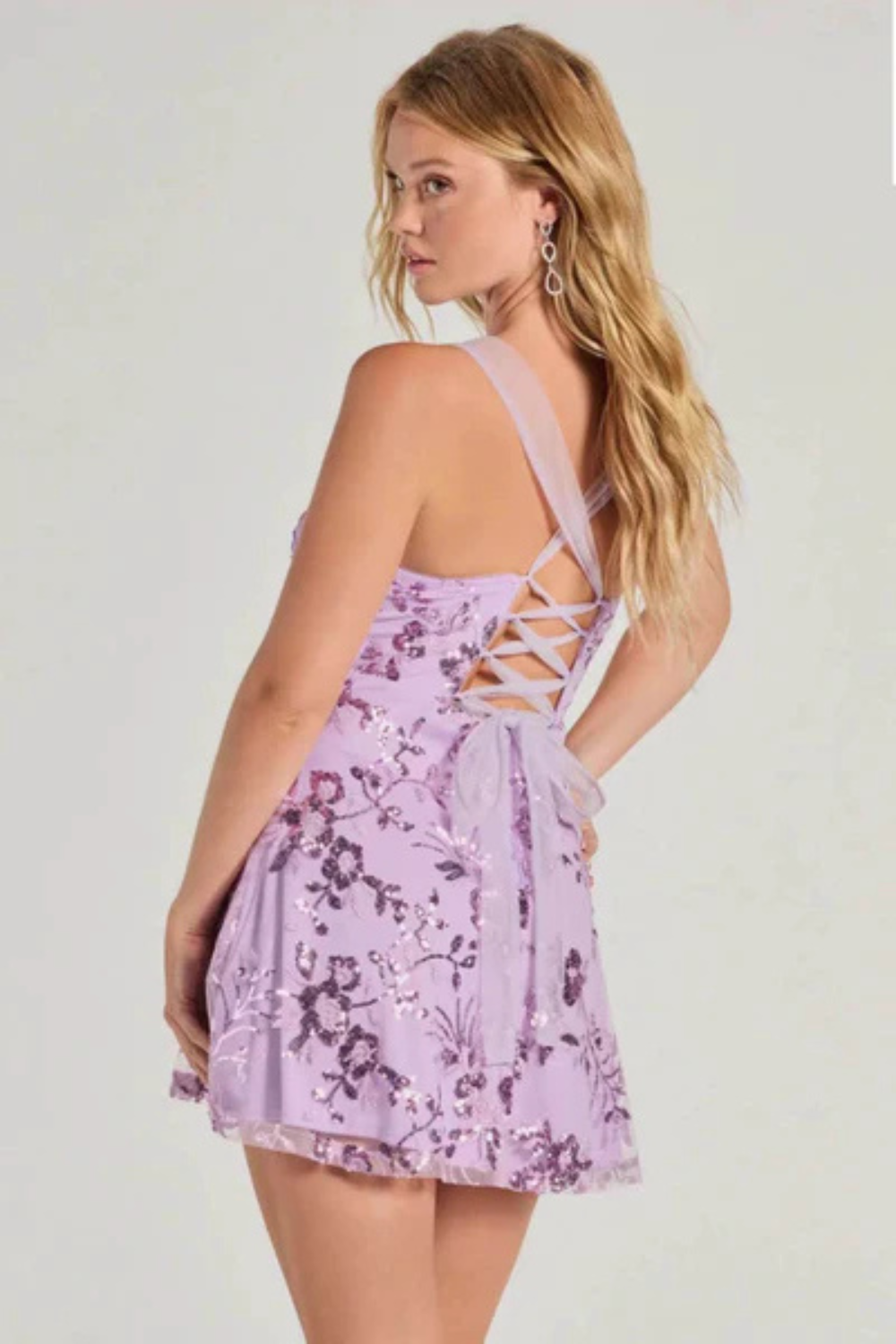 Elaria Sequin Floral Cocktail Mini Dress