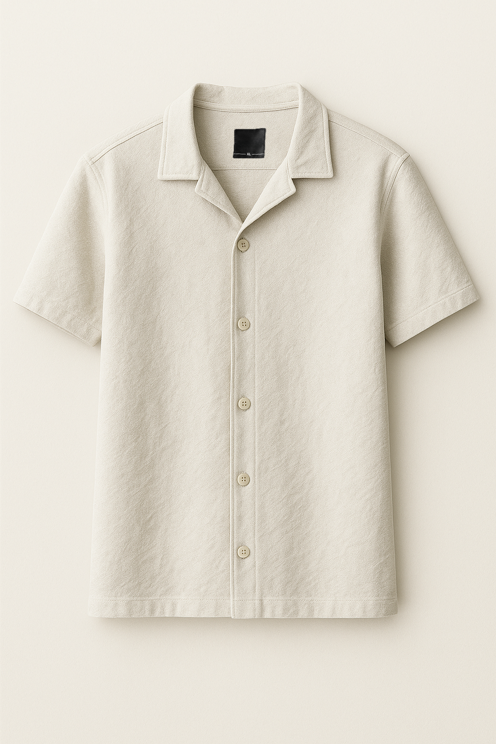 Warm Grey Cuban Collar Shirt