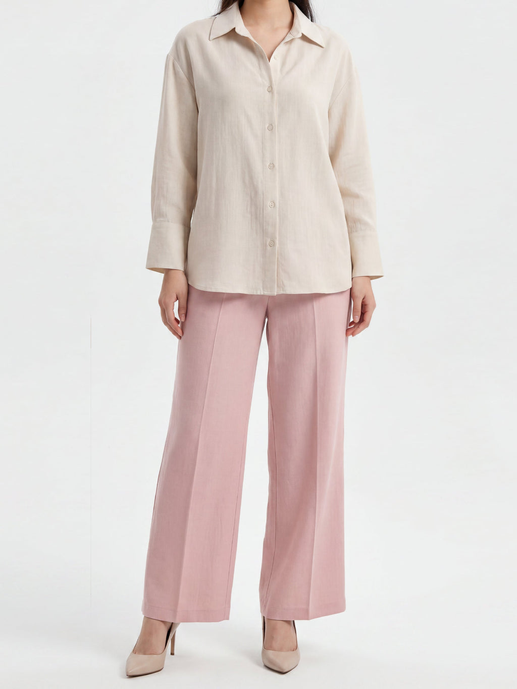 Dull Pink High Waisted Trousers