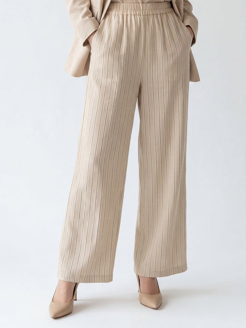 Beige Crinkle Trousers