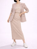 Salmon Ribbed Long Skirt