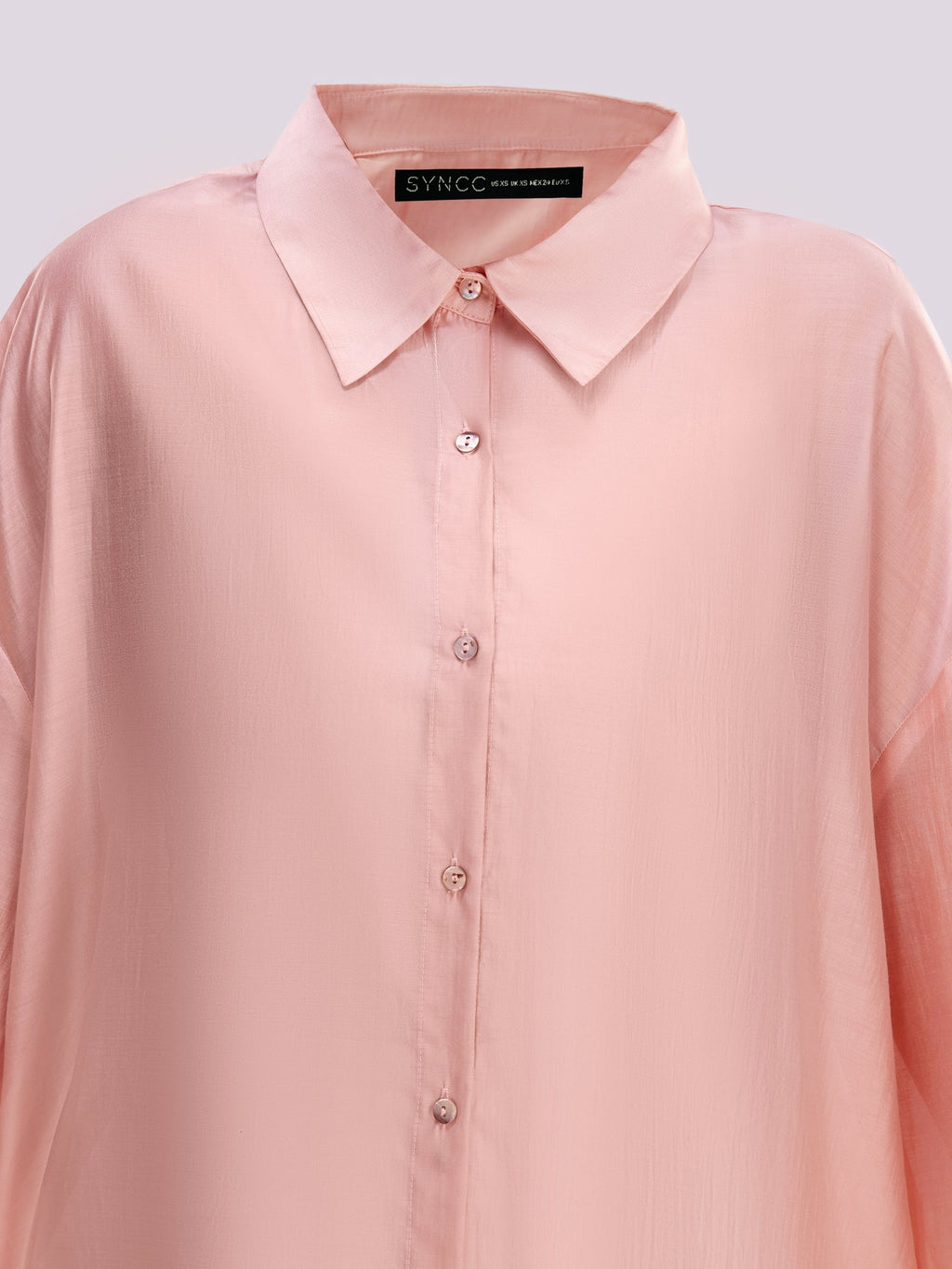Light Pink Oversized Sheer Button-Down Shirt
