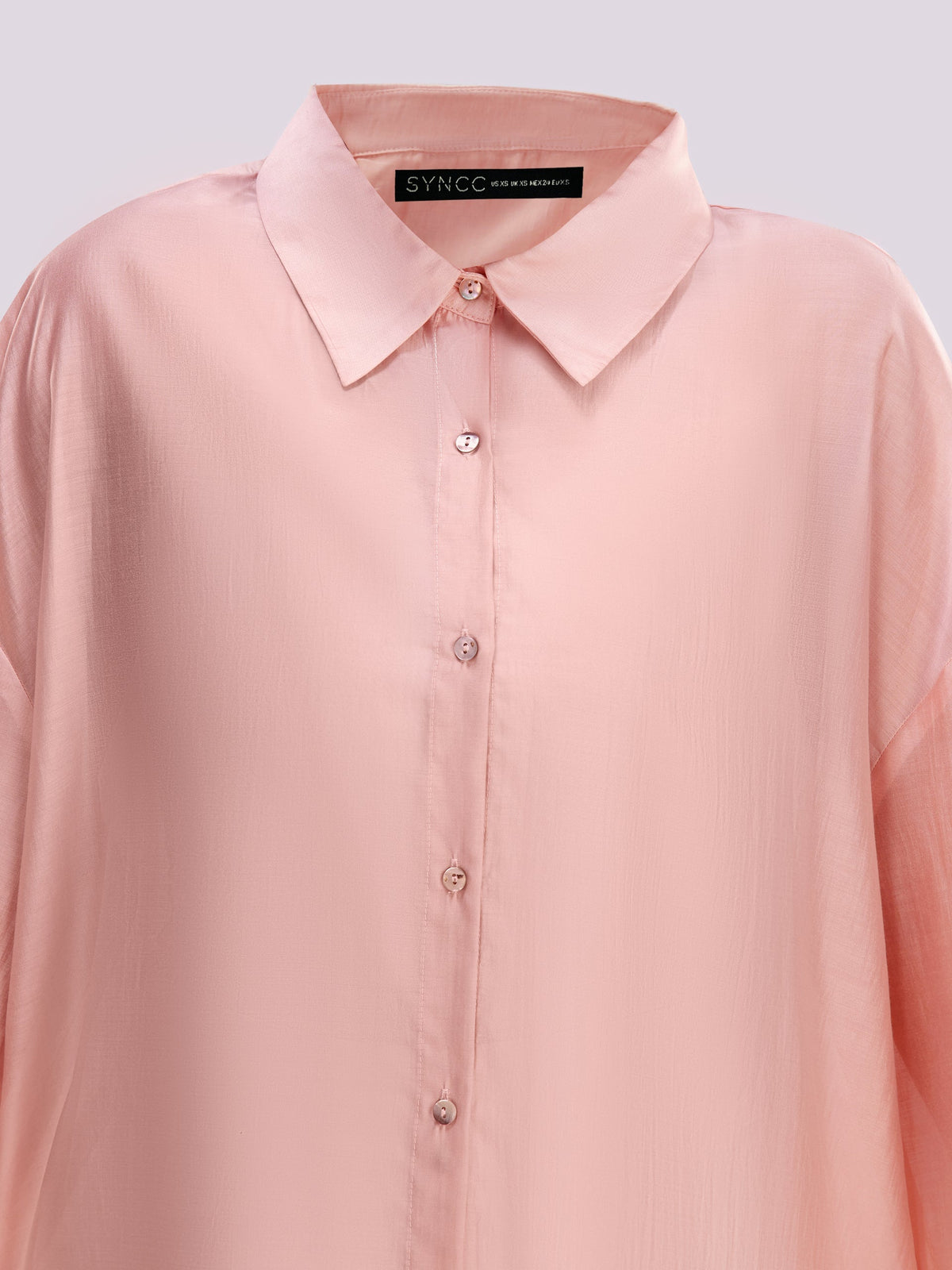 Light Pink Oversized Sheer Button-Down Shirt