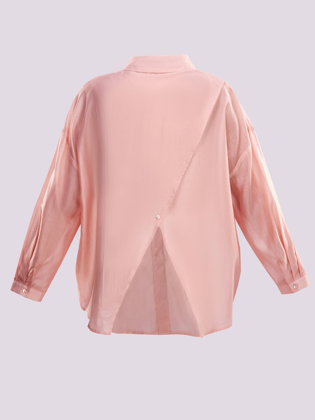 Light Pink Oversized Sheer Button-Down Shirt
