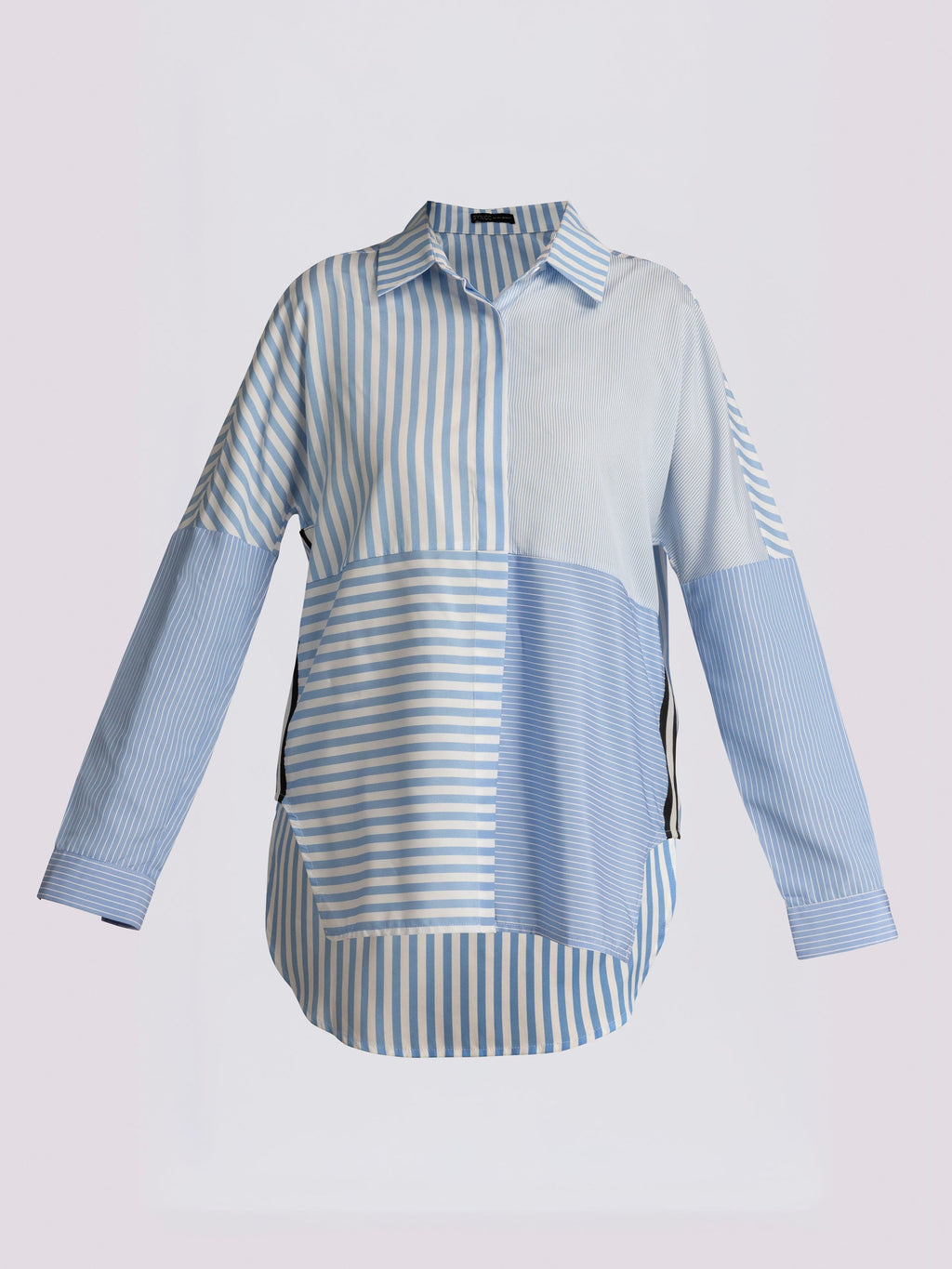 Blue Multi-Directional Striped Oversized Shirt