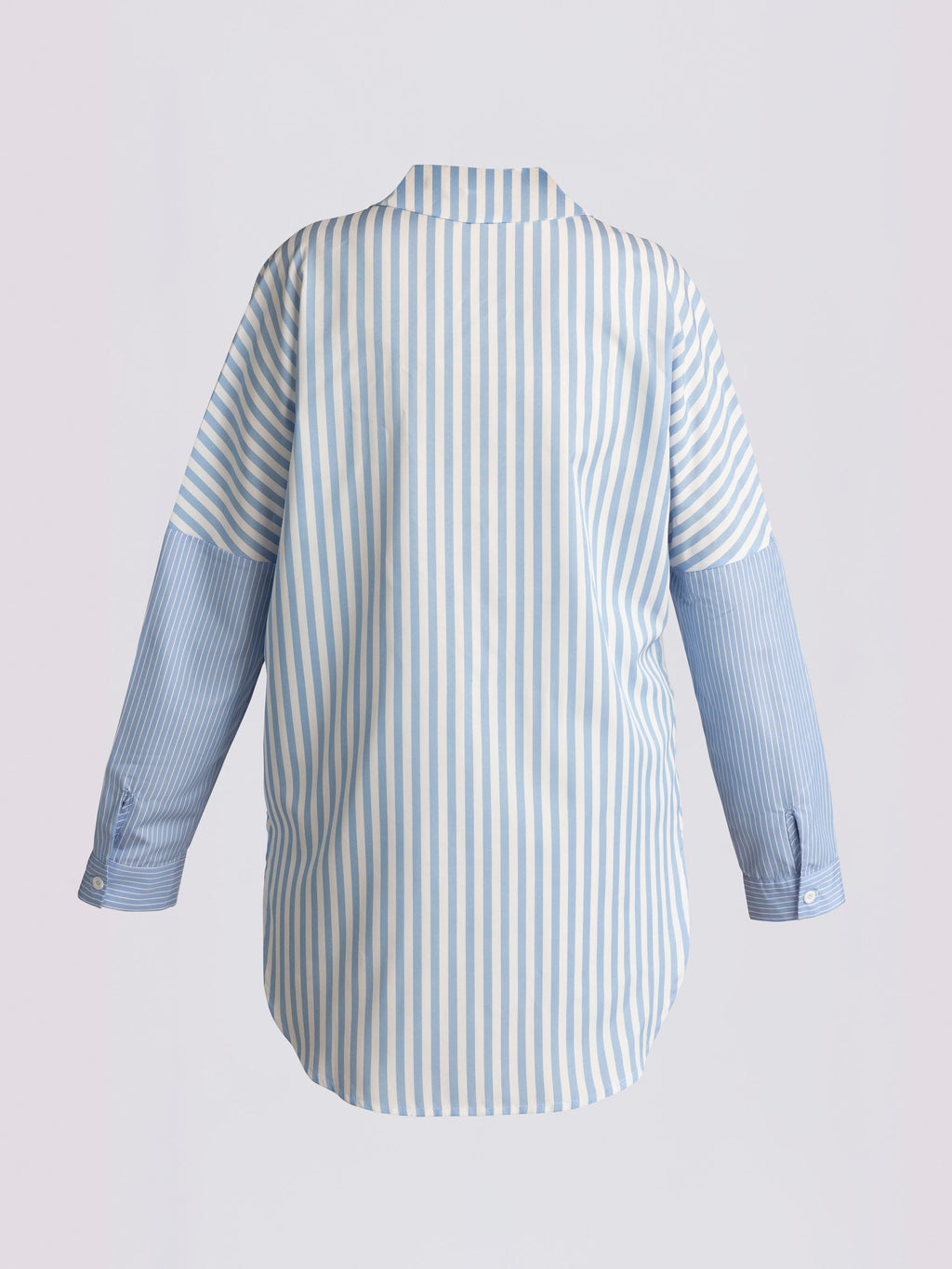 Blue Multi-Directional Striped Oversized Shirt