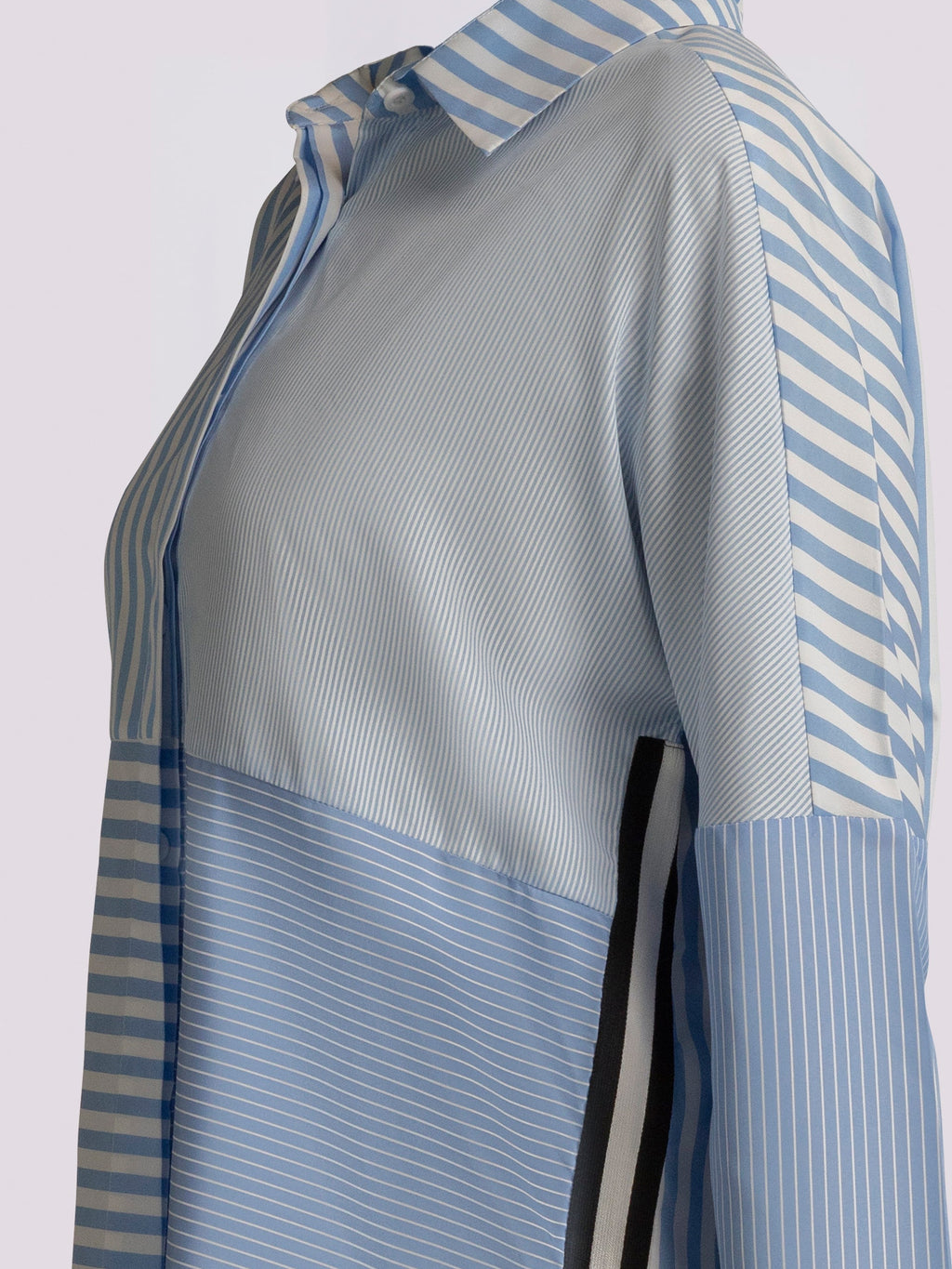 Blue Multi-Directional Striped Oversized Shirt