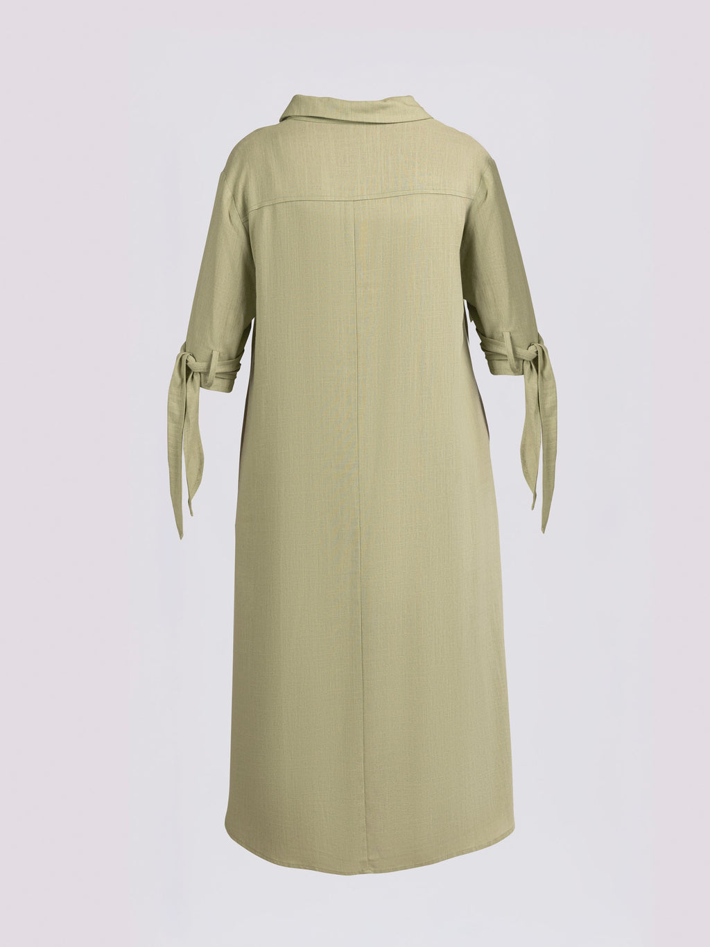 Light Green Tie-Cuff Half-Button Shirt Dress