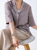 Taupe Relaxed Button-Up Shirt