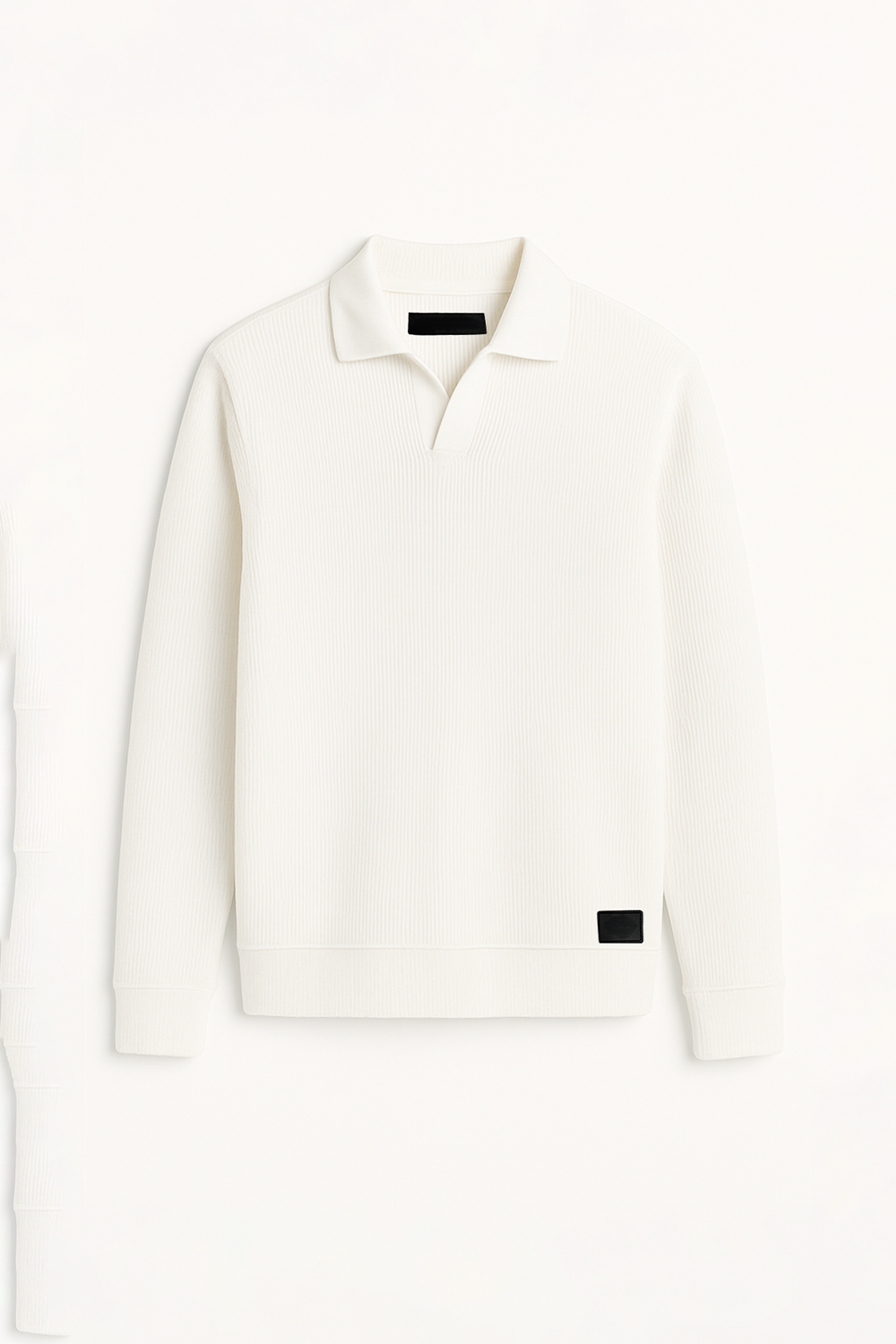 White Johnny Collar Ribline Polo