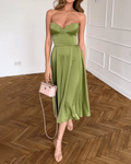 Isabella Sweetheart Satin Midi Dress