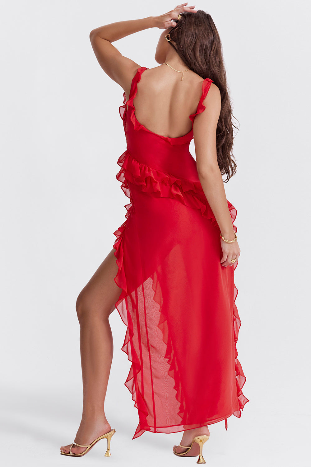 Penelope Ruffle One Shoulder Maxi Dress