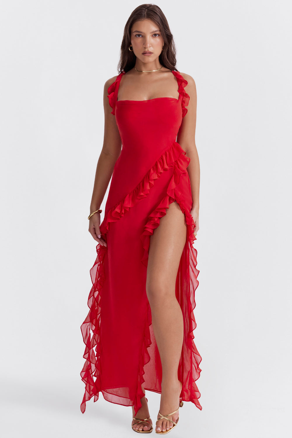 Penelope Ruffle One Shoulder Maxi Dress