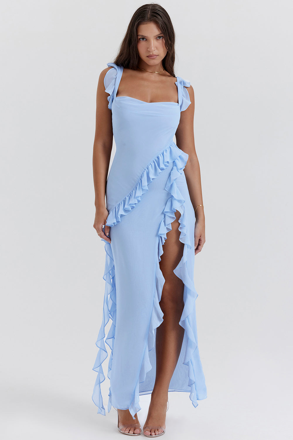Penelope Ruffle One Shoulder Maxi Dress