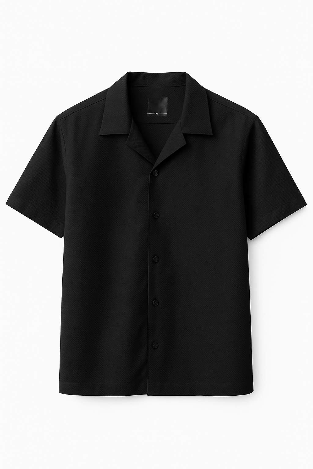 Dobby Black Cuban Collar Shirt