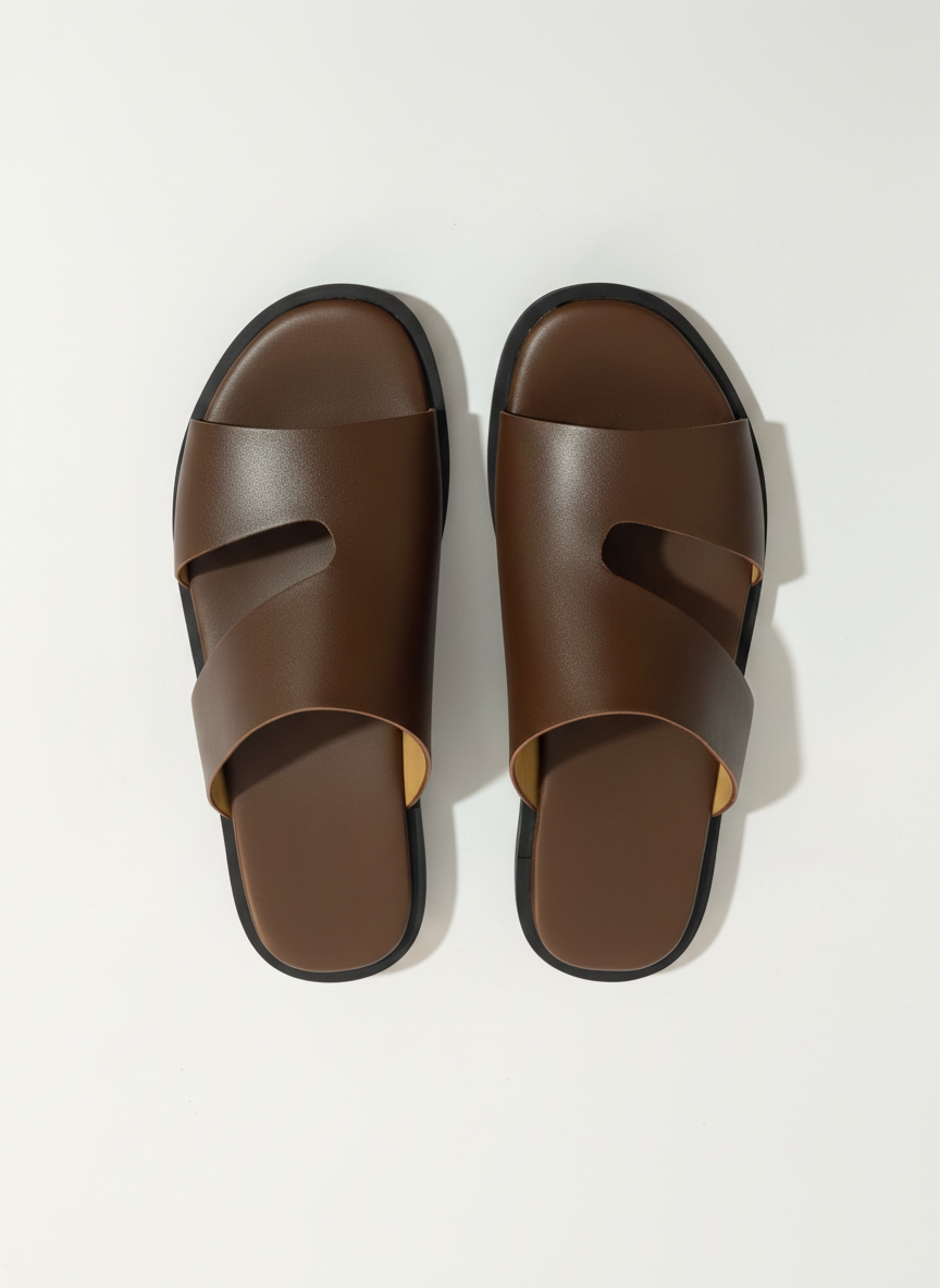Brown Artisan Leather Slides