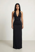 Reya Halter Plunge Maxi Dress